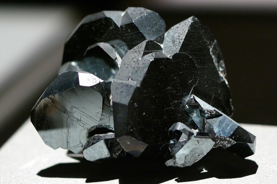 A bunch of reflective black Hematite