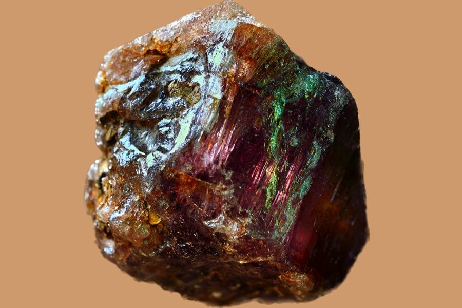A beautiful brown Zircon reflecting rainbow colors in the middle