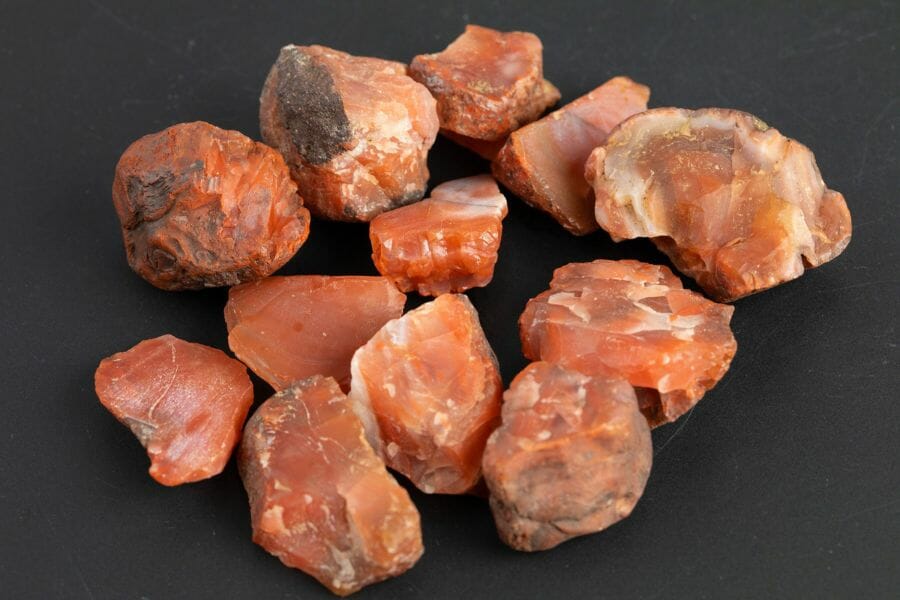 A few pieces of pretty carnelians discovered while gem hunting in Michigan