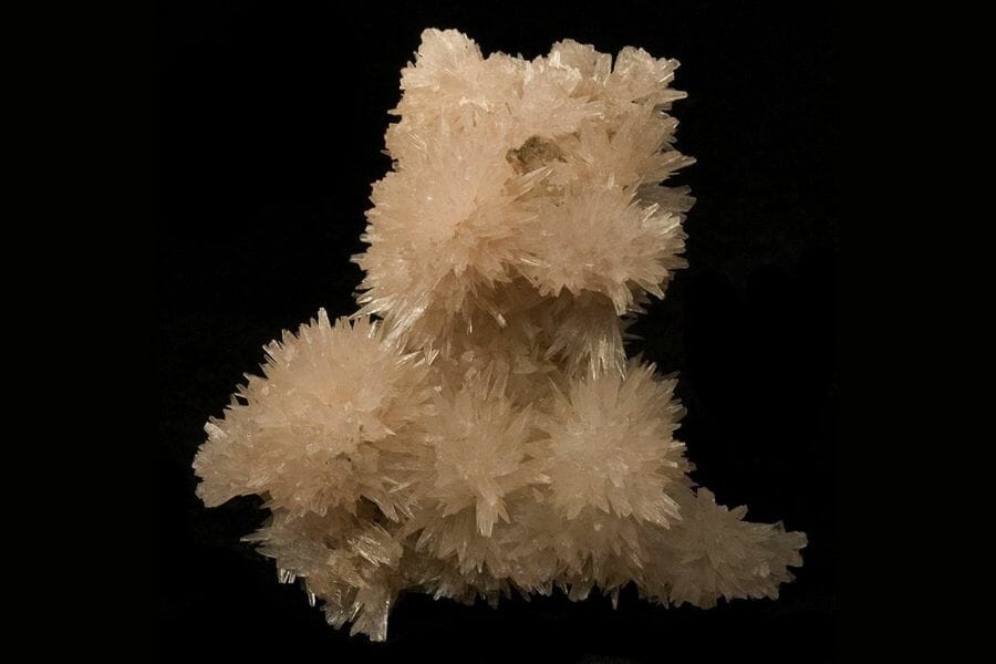 A white, spiky Strontanite found while gem hunting