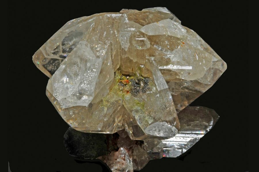 A beautiful, flower-like translucent Cerussite against a black background