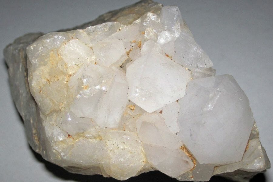 Transparent Quartz attached to a big stone found while gem hunting