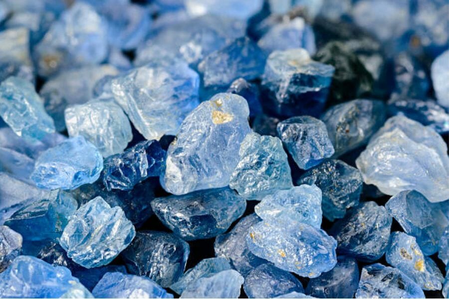 A pile of pretty Sapphire discovered while gem mining in Montana