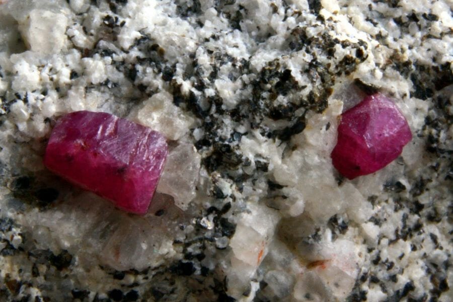 Rubies standing out beautifully at one of the gem mining locations in the state