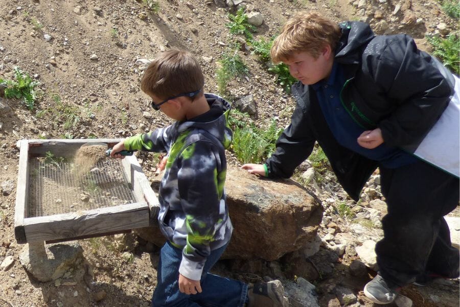 Kids enjoying gem mining in the public gem mining sites in the state