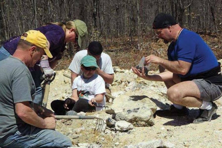 A family doing public gem mining in Maine