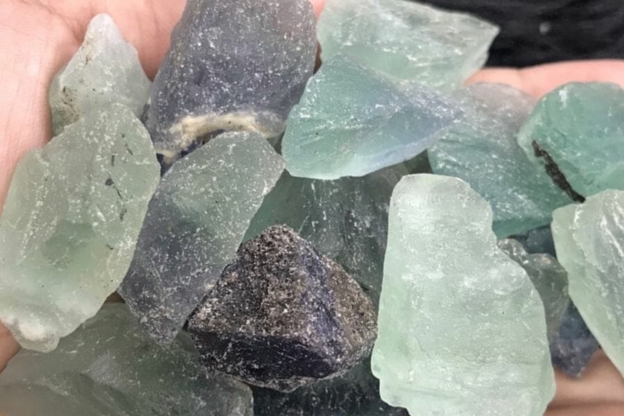 A handful of pretty Fluorite found while gem hunting in Ohio