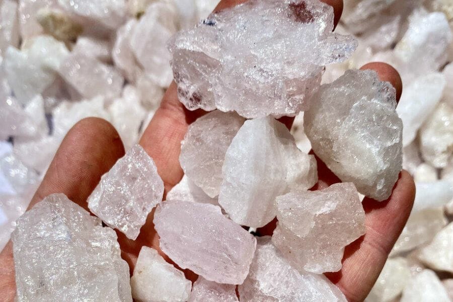A few pieces of beautiful Morganite found while gem hunting in California