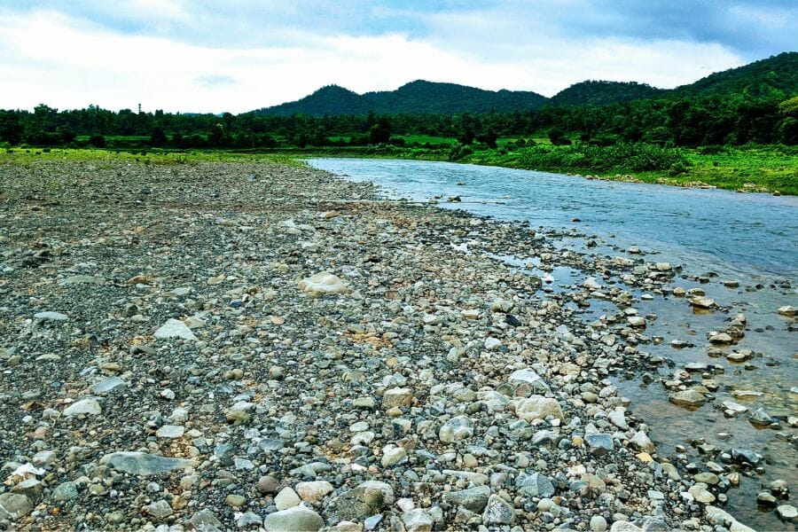 A wide variety of gemstones that can be found along a river