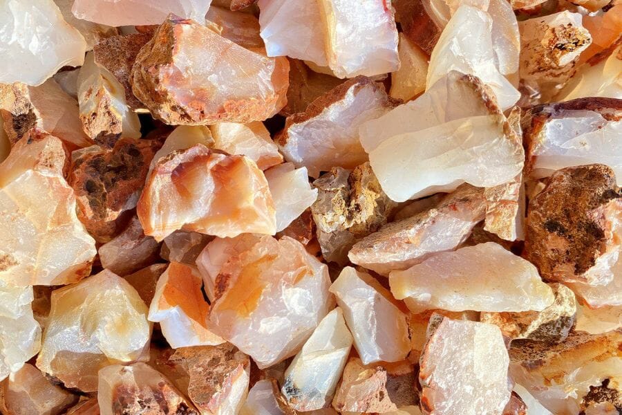 A pile of pretty Carnelians discovered at Shumagin Island
