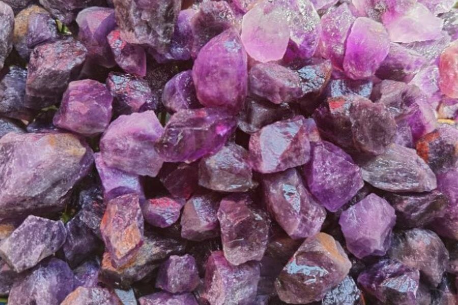 Several pieces of beautiful Amethysts located at Spokane Bar Sapphire Mine