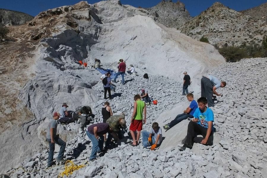 Families digging for gems at Topaz Mountain Adventure