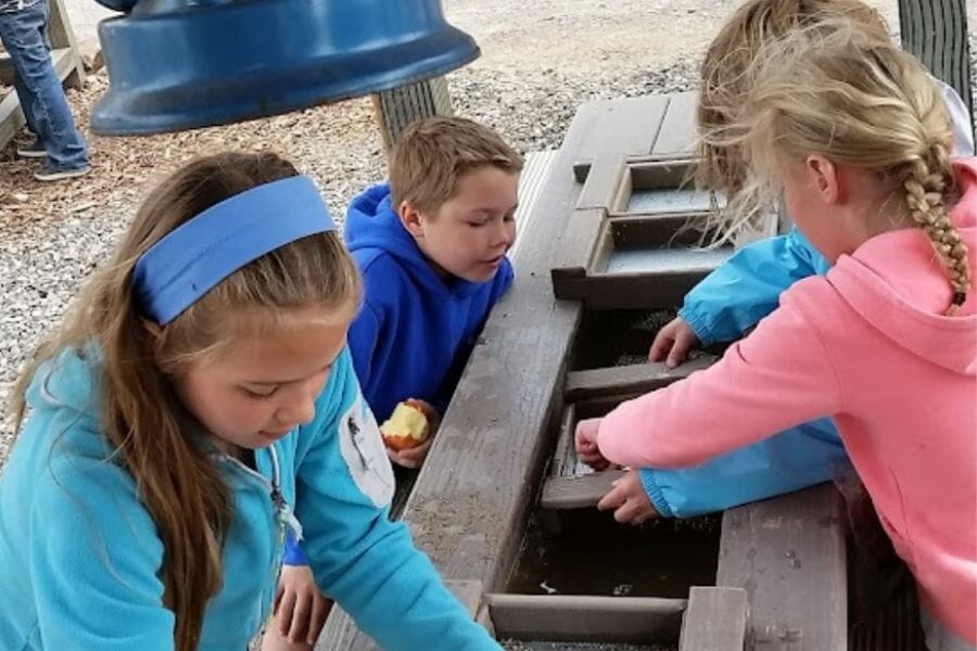 Kids searching for gemstones at Yellowstone Gem Mining Company