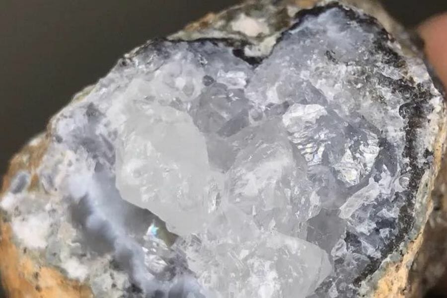 A stunning geode in California found while hunting geodes