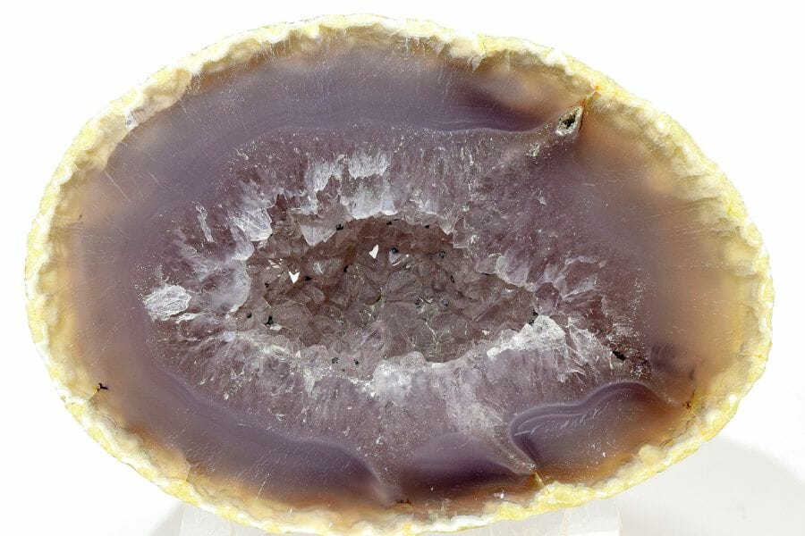 A stunning chalcedony geode with a smooth surface