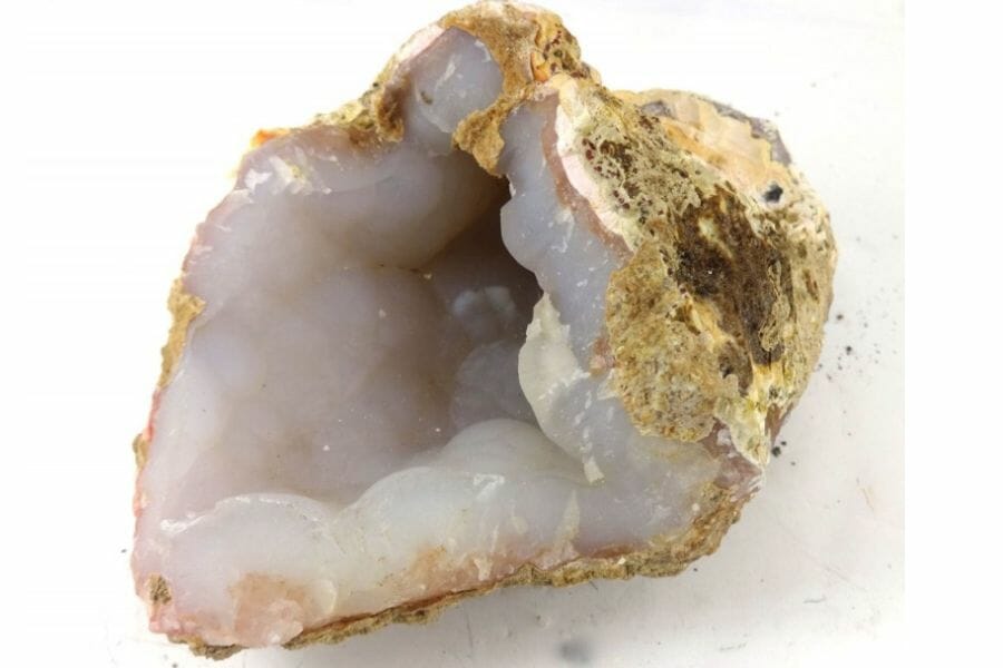 A gorgeous chalcedony geode with a hollowed-out center