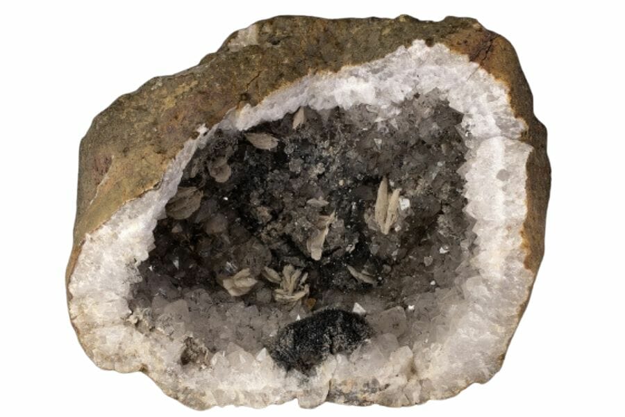 A stunning geode with black crystals found in Colorado