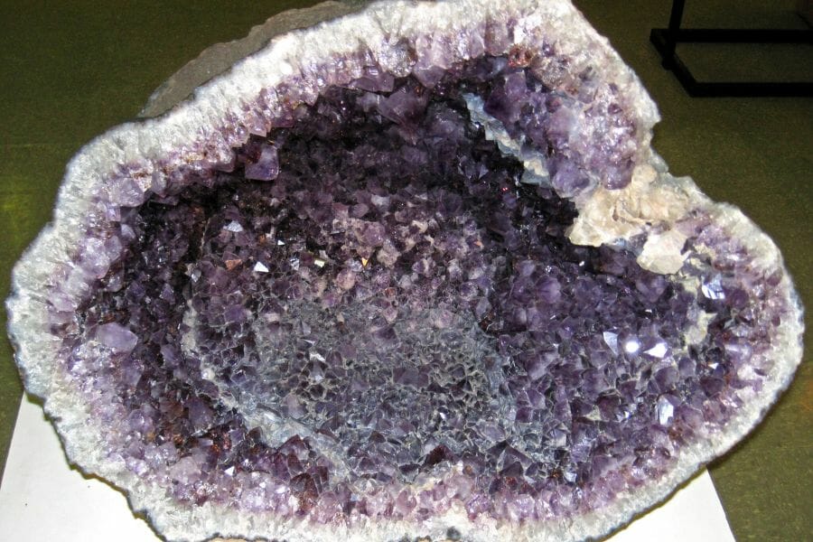 A cracked open Amethyst geode