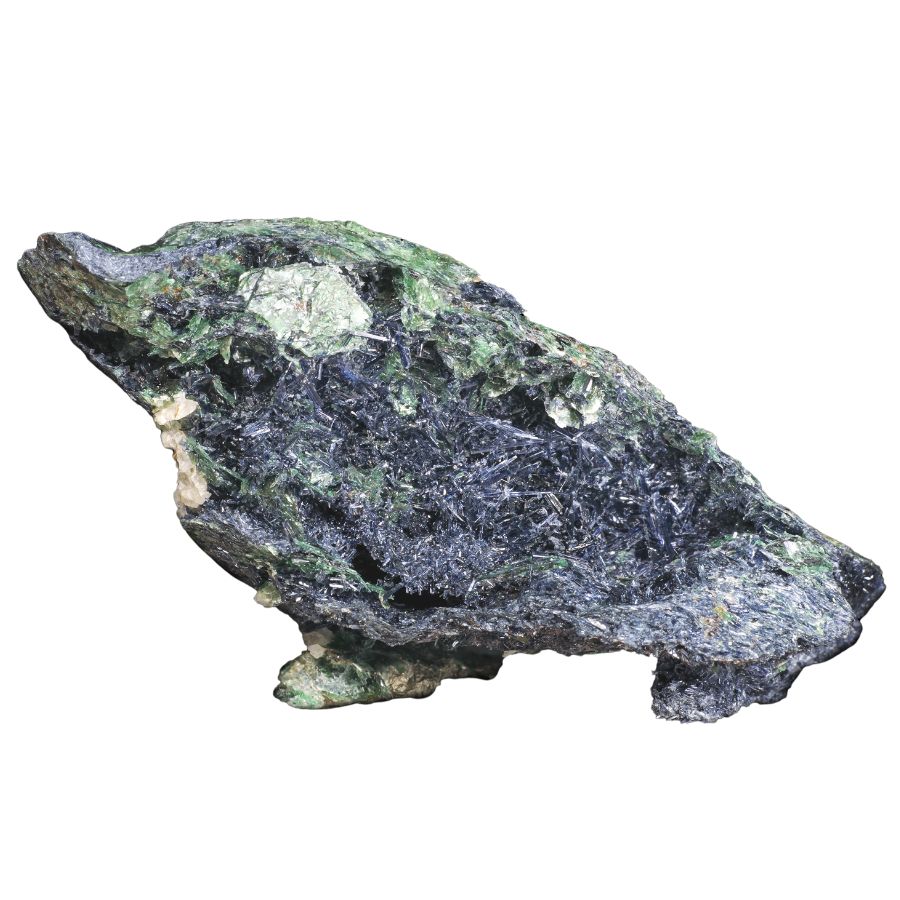 deep blue glaucophane crystals on a rock