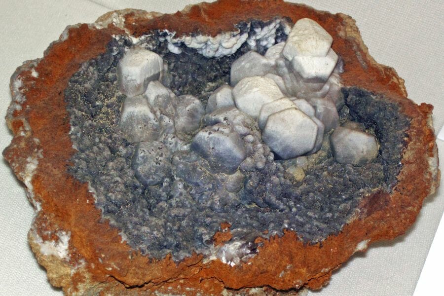 A Calcite and Chalcedony Geode found in Monroe, Indiana