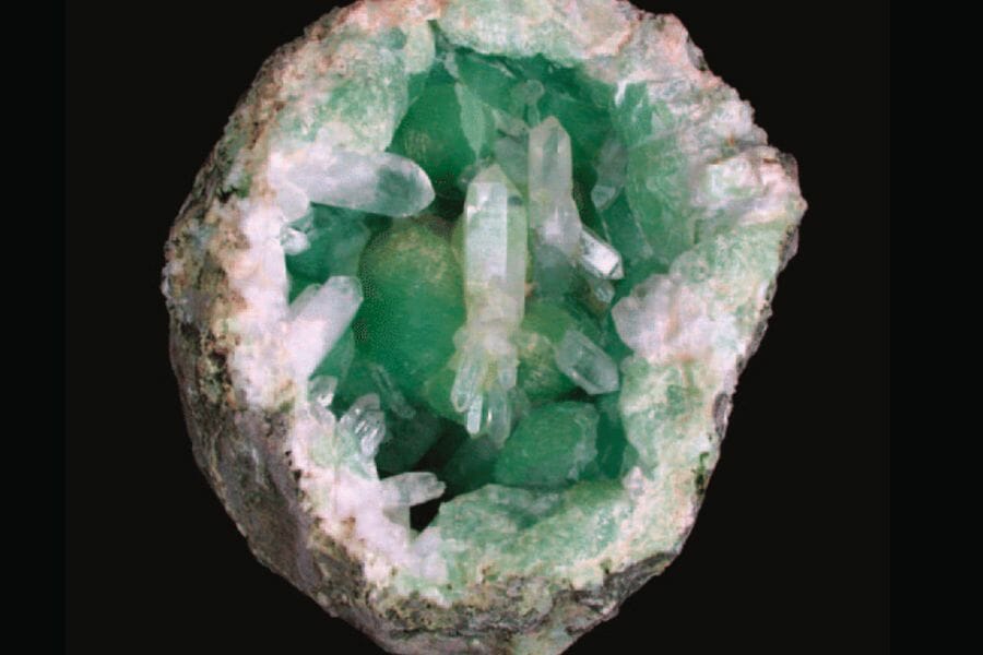 A beautiful prehnite geode that can be found in Massachusetts