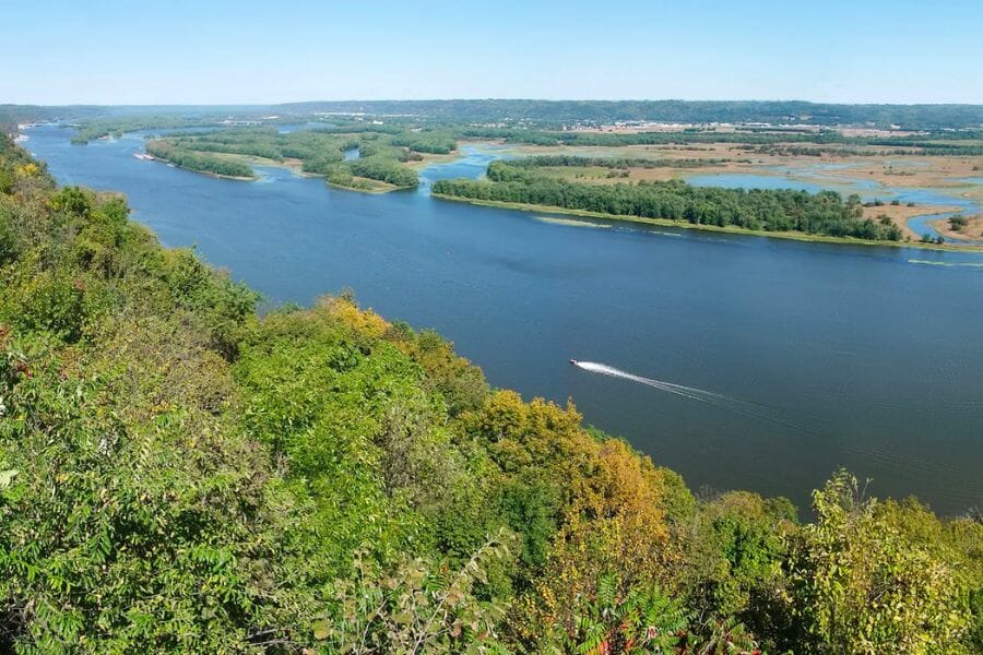 An aerial view of the entire Mississippi River