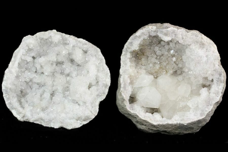 Both sides of a cracked open St. Francisville geode