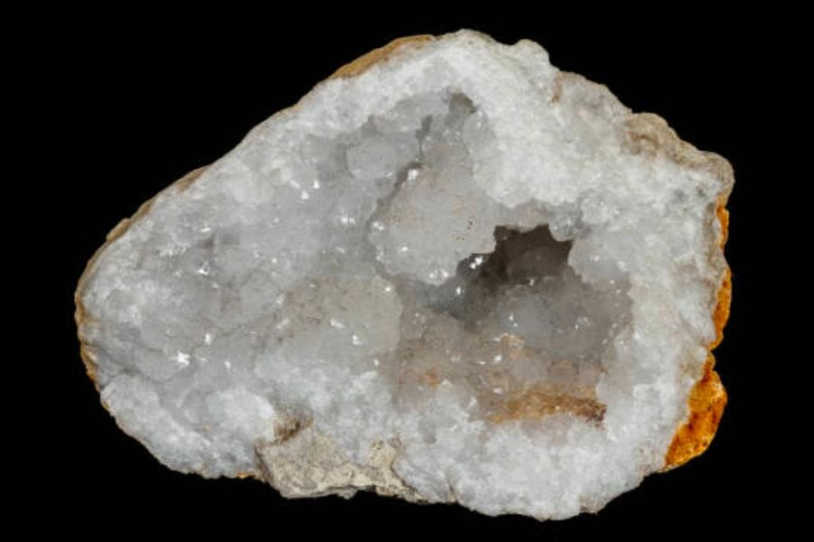 A look at the crystals of an open drusy quartz geode