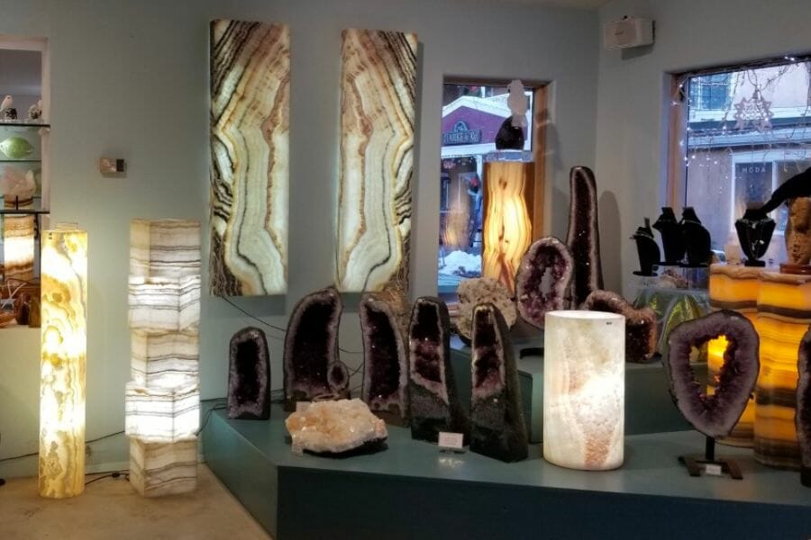 A look at the wide selection of geodes and other natural wonders at La Tierra Mineral Gallery