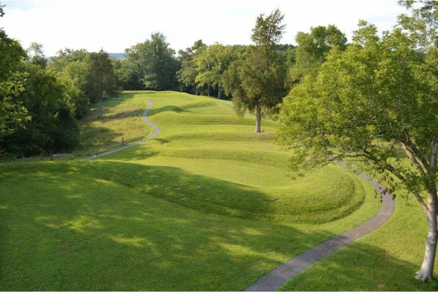 A scenic view of the greeneries of Serpent Mound
