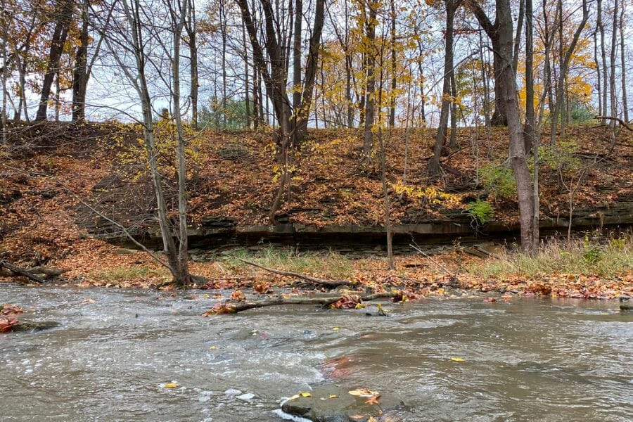 A beautiful photo of a stream in Sandusky County, where Findlay Arch Mining District is