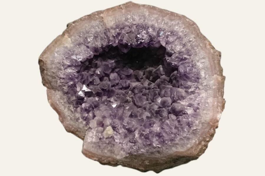 A cool sample of an amethyst geode
