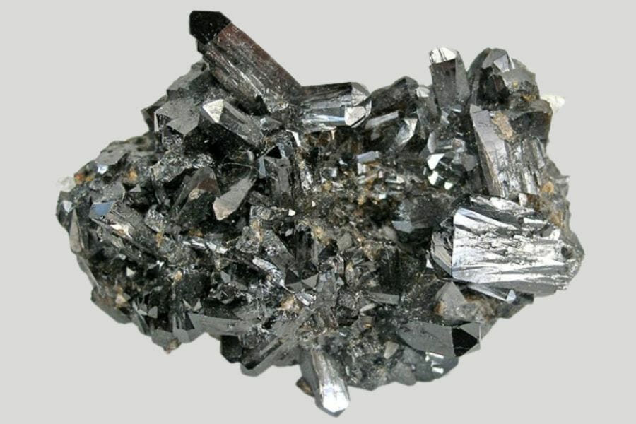 A beautiful display of the silver color by Cassiterite crystals