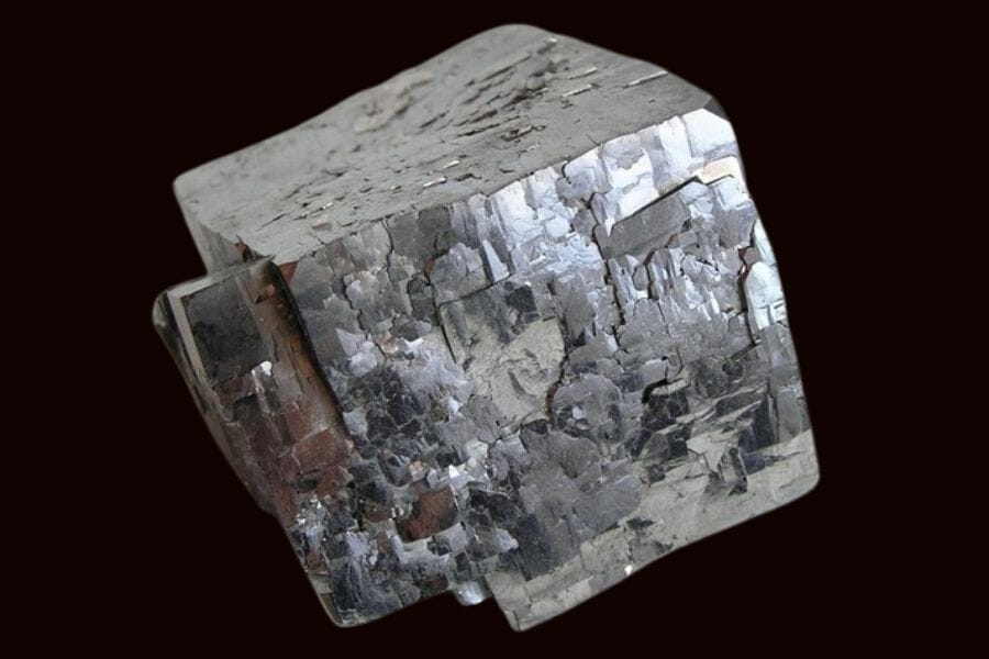 A cubic shaped piece of lustrous silver Galena