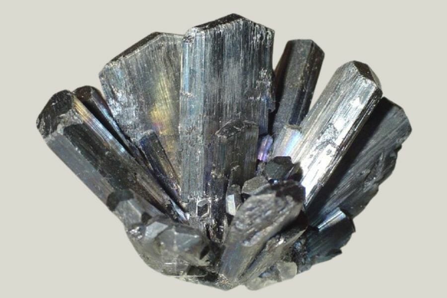 Sparkling crystals of silver Stibnite
