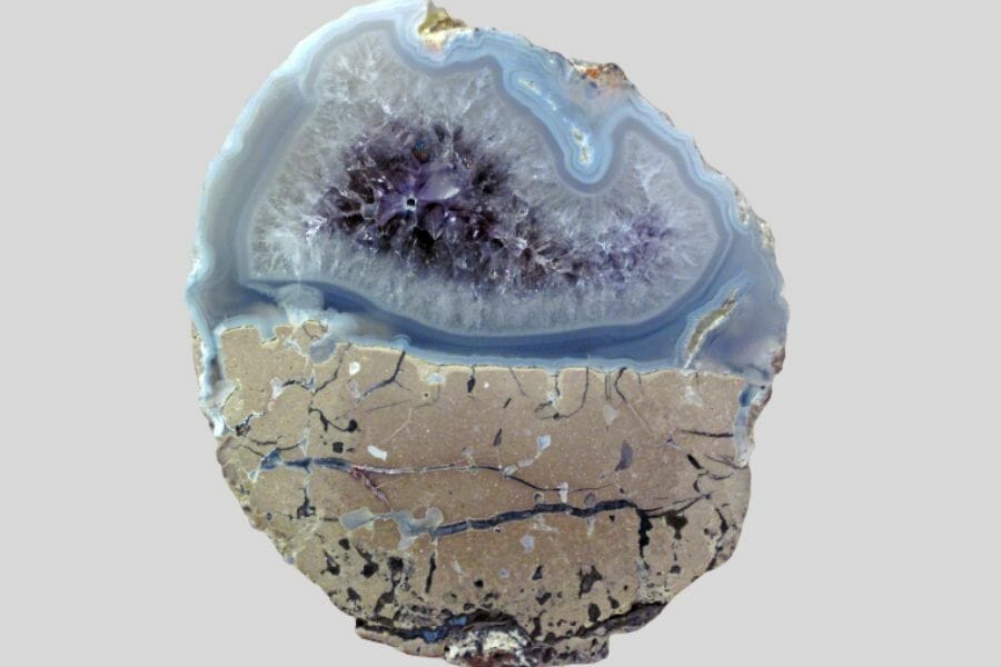 A view at the beautiful crystals of a geode