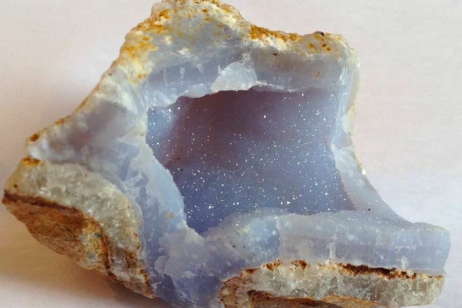 A beautiful blue chalcedony geode