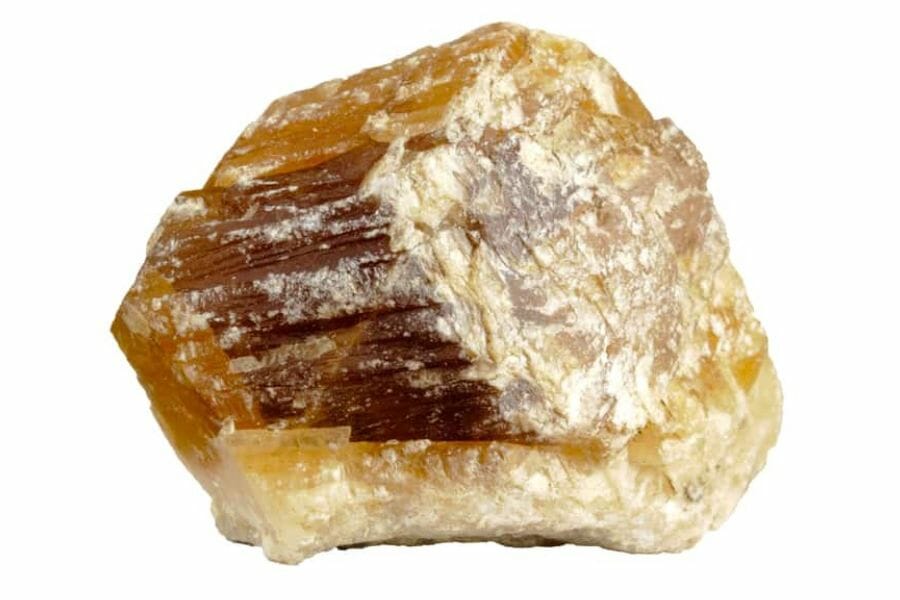 A gorgeous yellow andalusite with brown and white streaks