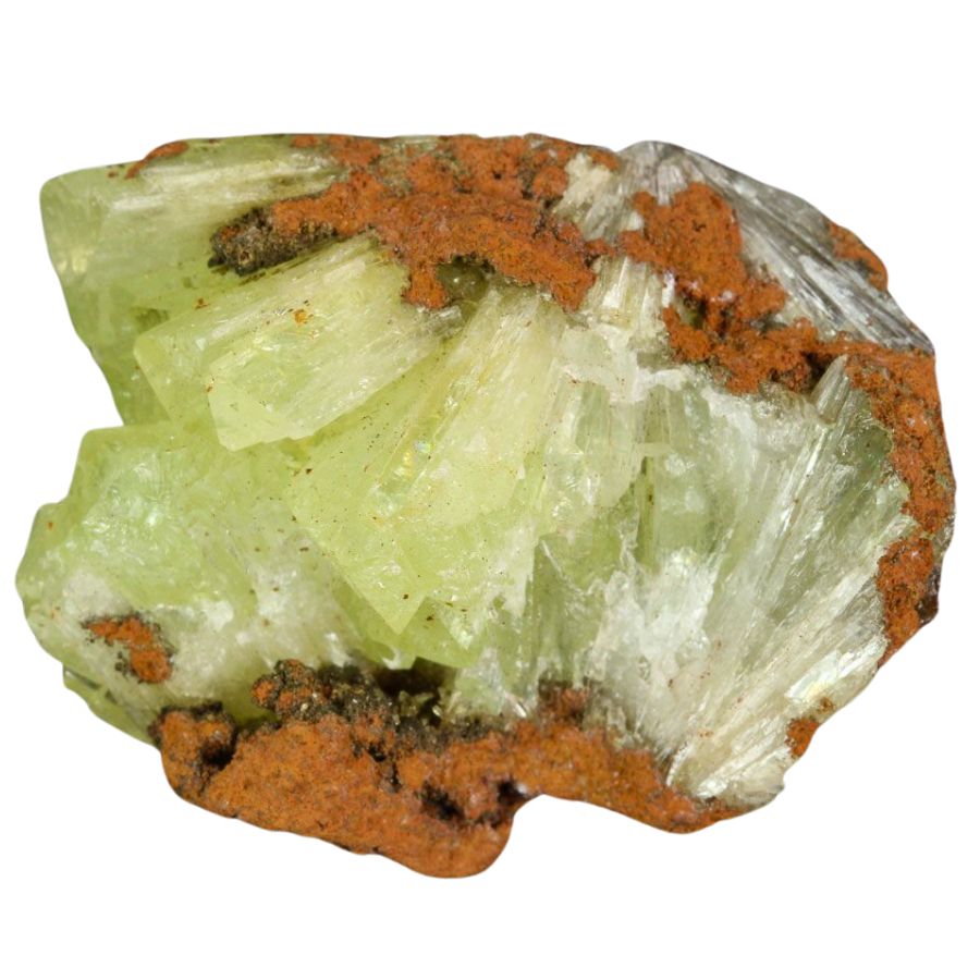 rough pale green adamite crystals