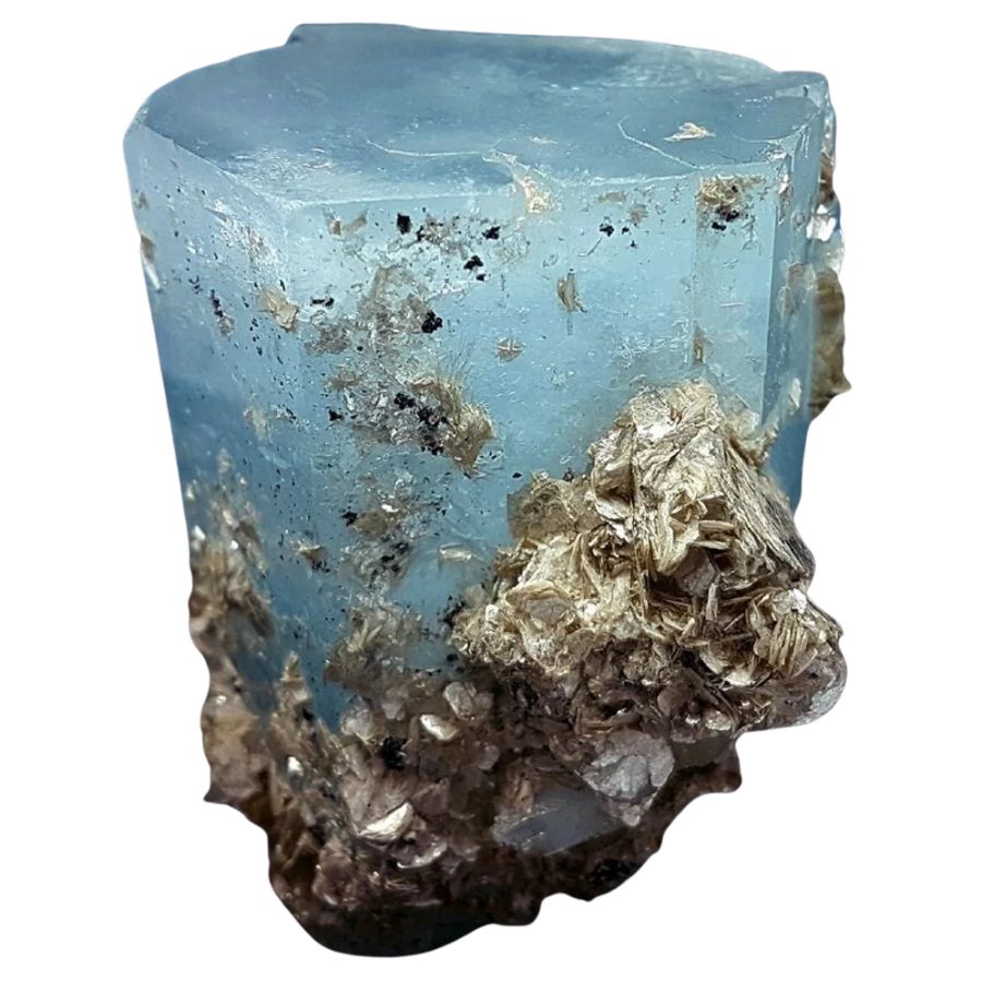 rough pale blue aquamarine crystal