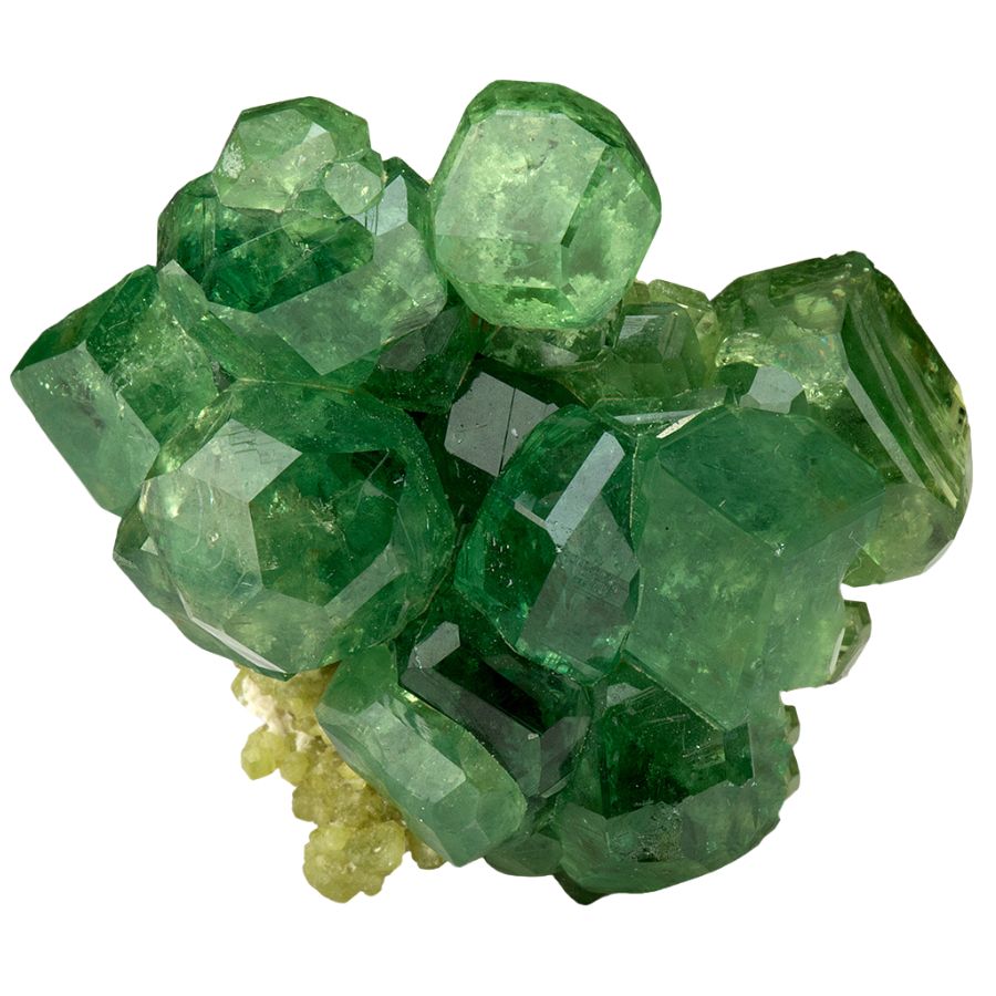 translucent green demantoid garnet crystal cluster