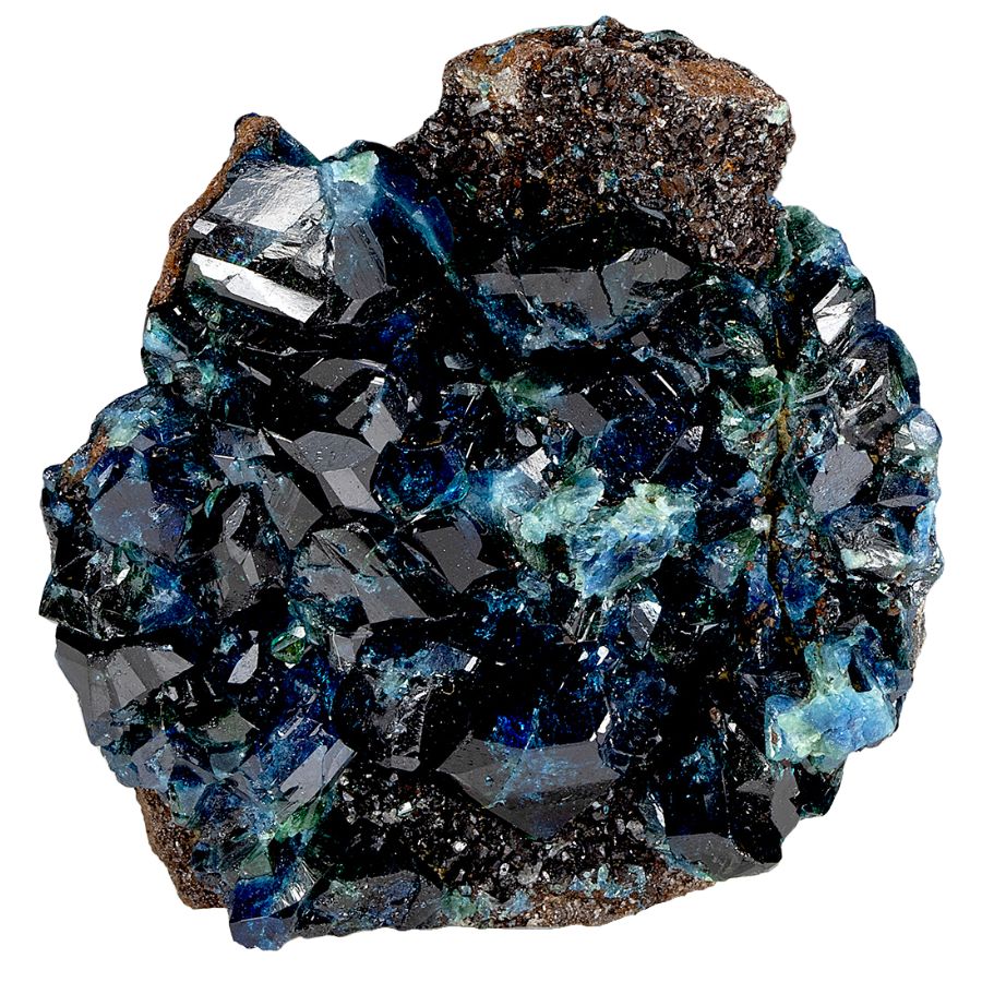 blue lazulite crystals on a rock