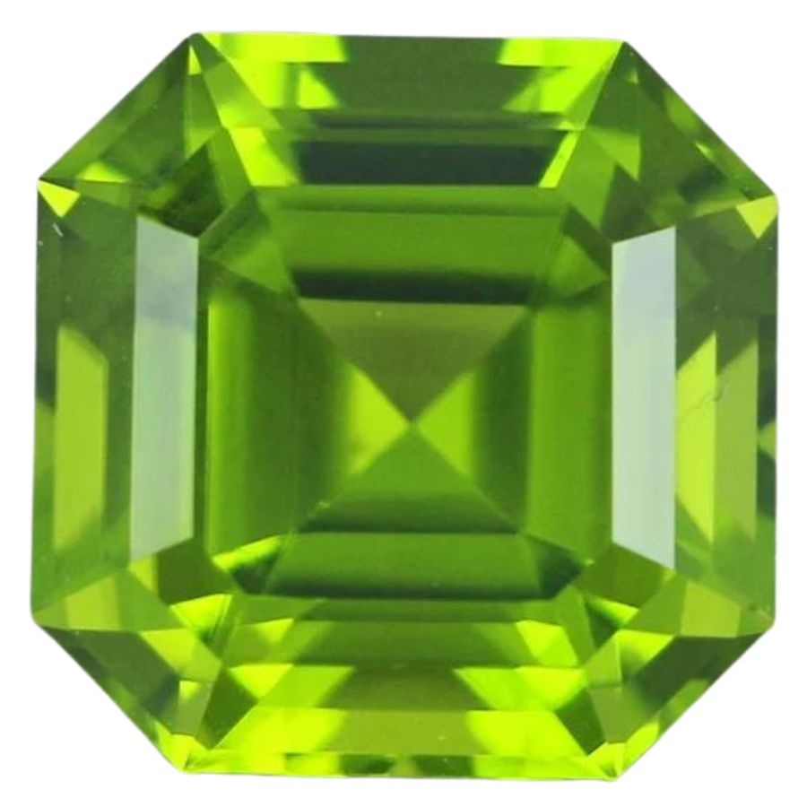 bright green octagonal peridot
