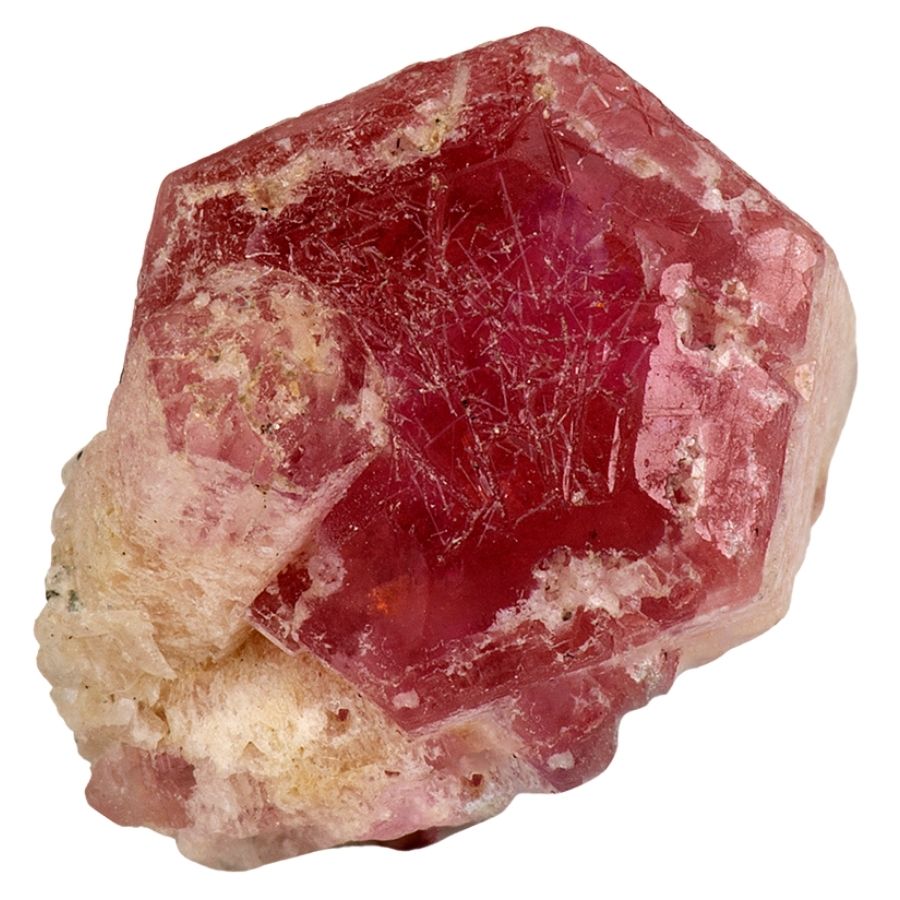 raw hexagonal red pezzottaite crystal
