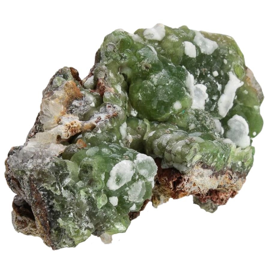 botryoidal green smithsonite crystals on a rock