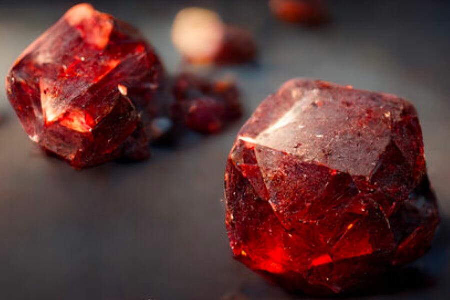 Two samples of red Ruby crystals