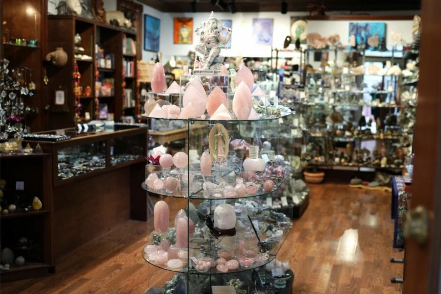 A look at the show room and selection of crystals and other natural wonders at Crystal Waters