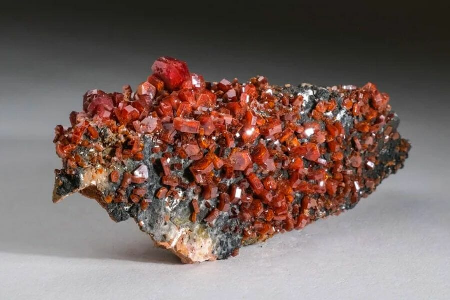 Beautiful deep orange to red Vanadinite crystals