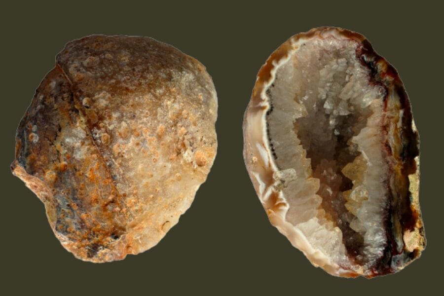 Two sides of an open geode