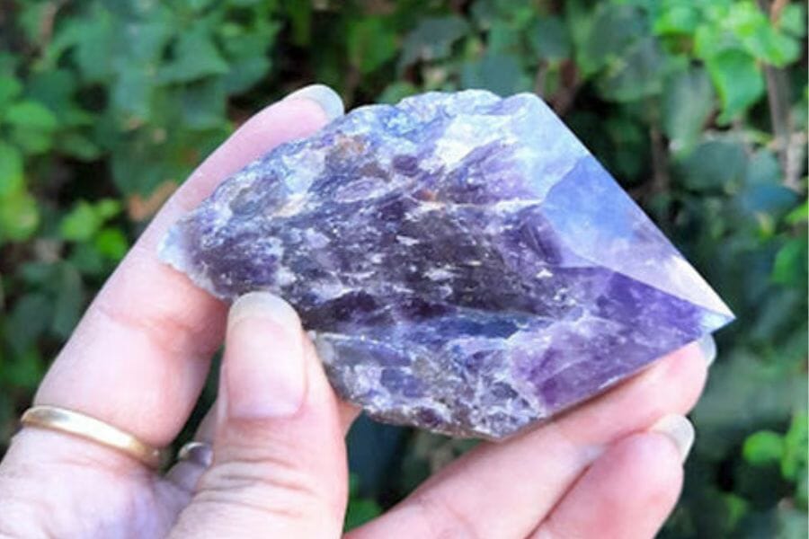 A gorgeous amethyst with a sharp end